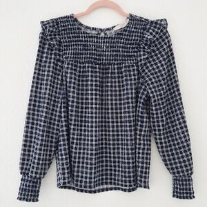 Loft Blue Plaid Blouse SP